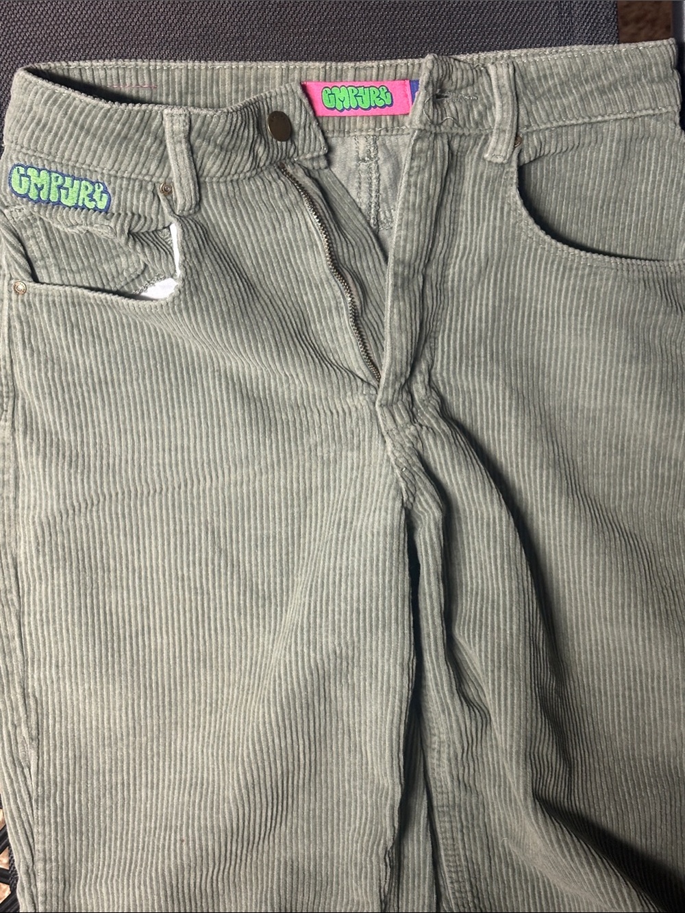 Empyre Straight Leg Corduroy Pants in Light Sage